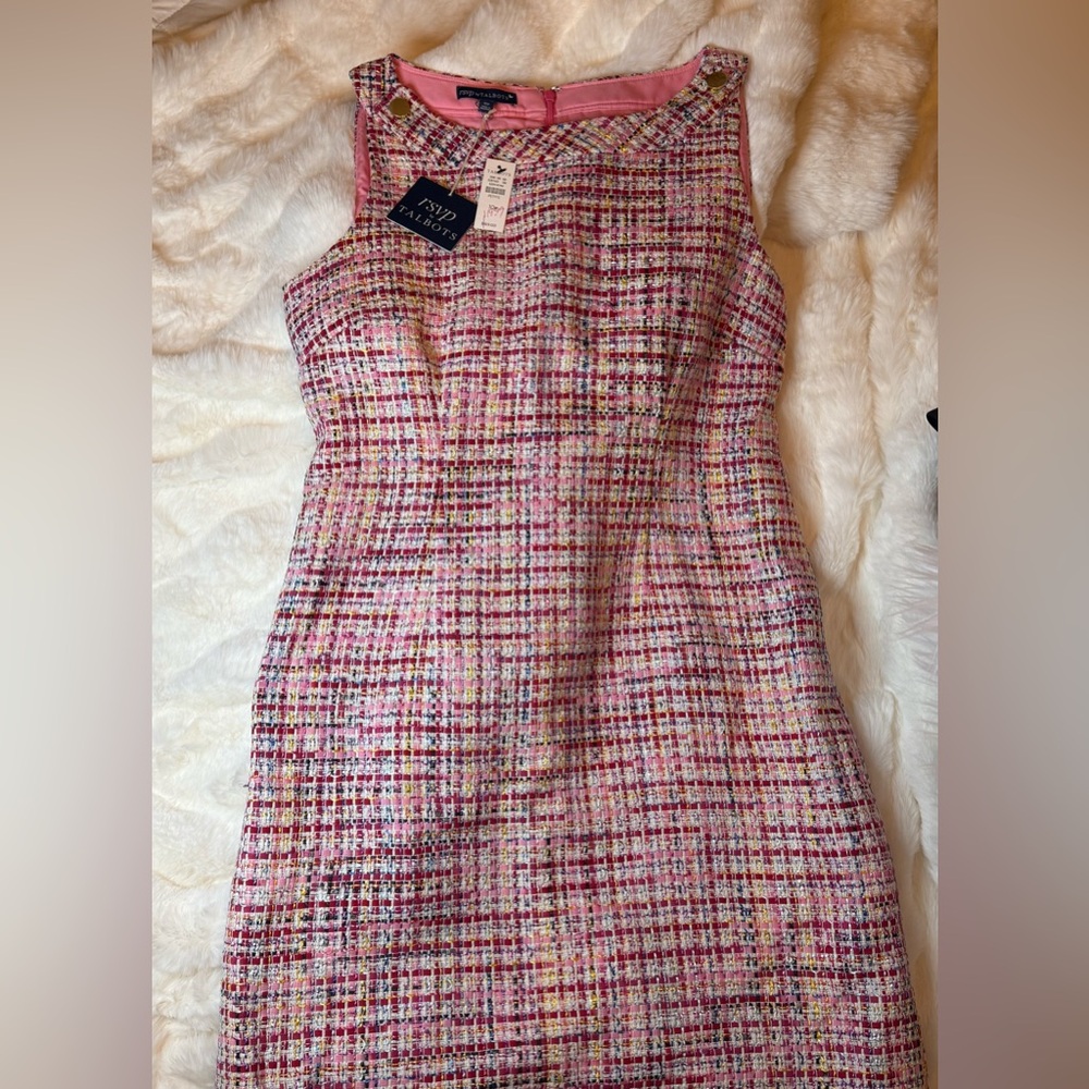 Talbots Pink Sleeveless Sheath Dress with Peter Pan Collar